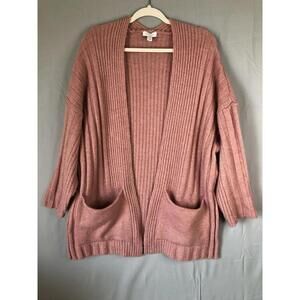 TopShop Open Cardigan Size Small Chunky Knit Sweater Pink Rose Color
